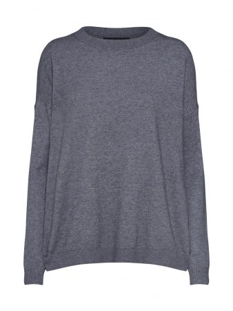 VERO MODA Pulover 'VMCHOU KARIS LS O-NECK BUTTON BLOUSE BOO'  gri