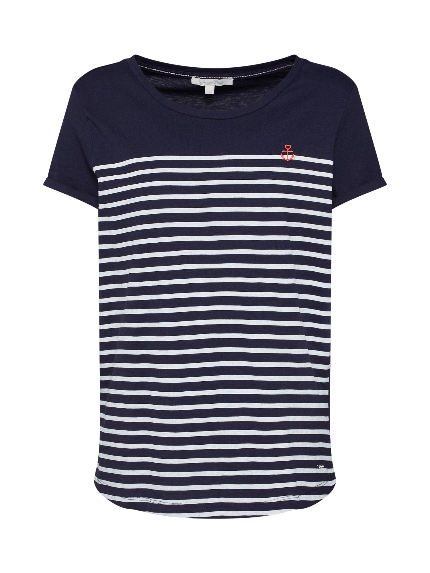 TOM TAILOR DENIM Tricou  albastru închis / roșu / alb