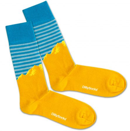 DillySocks Șosete 'Alpine Morning'  albastru / galben auriu