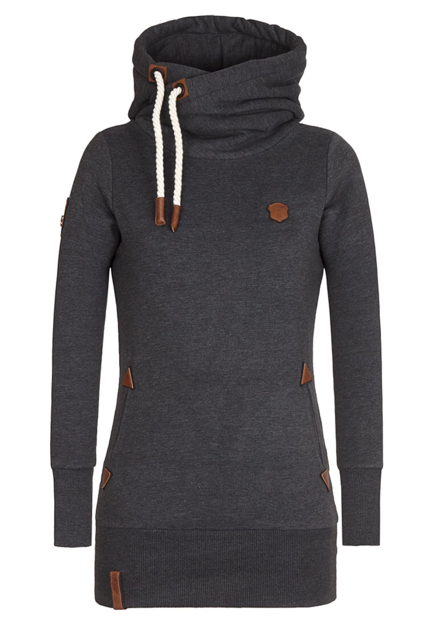 Naketano Bluză de molton 'Darth'  maro / gri bazalt / alb