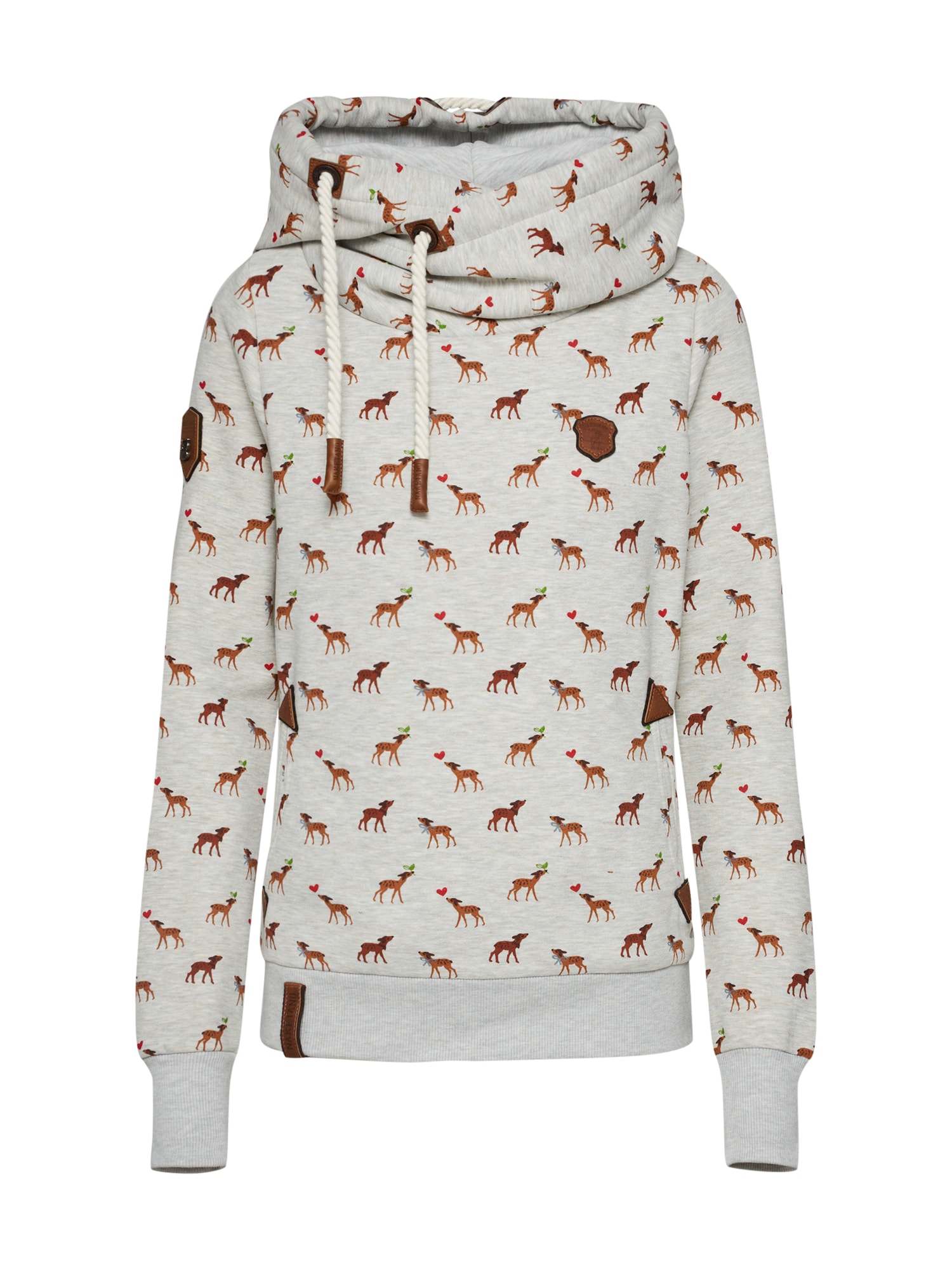 Naketano Bluză de molton 'Die Finnen kommen'  maro / gri