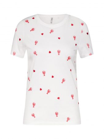 ONLY Tricou 'KITA'  roșu deschis / alb