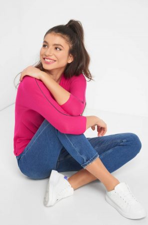 Pulover lejer cu dungă