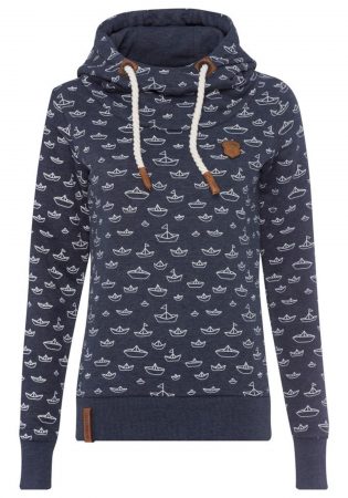 Naketano Bluză de molton 'Ich Denke Also Spinn Ich'  ultramarin albastru / alb