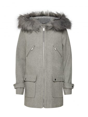 NEW LOOK Palton de iarnă '13.02 WW MADISON FUR HOOD DUFFLE P8'  gri deschis