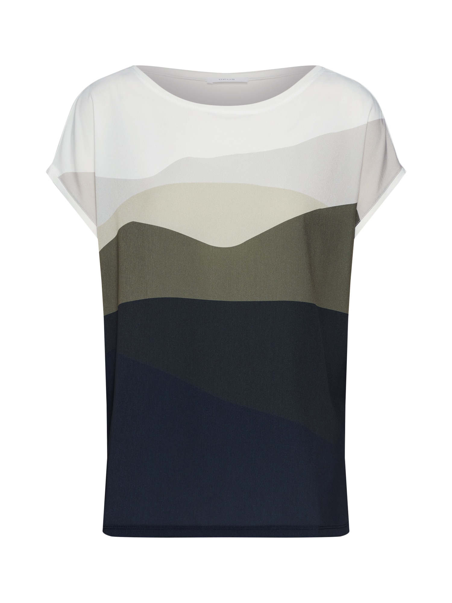 OPUS Tricou 'Sanyo'  oliv / negru / offwhite