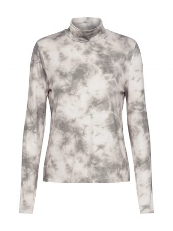 ONLY Tricou 'ONLIRINA L/S HIGHNECK TOP JRS'  verde / alb