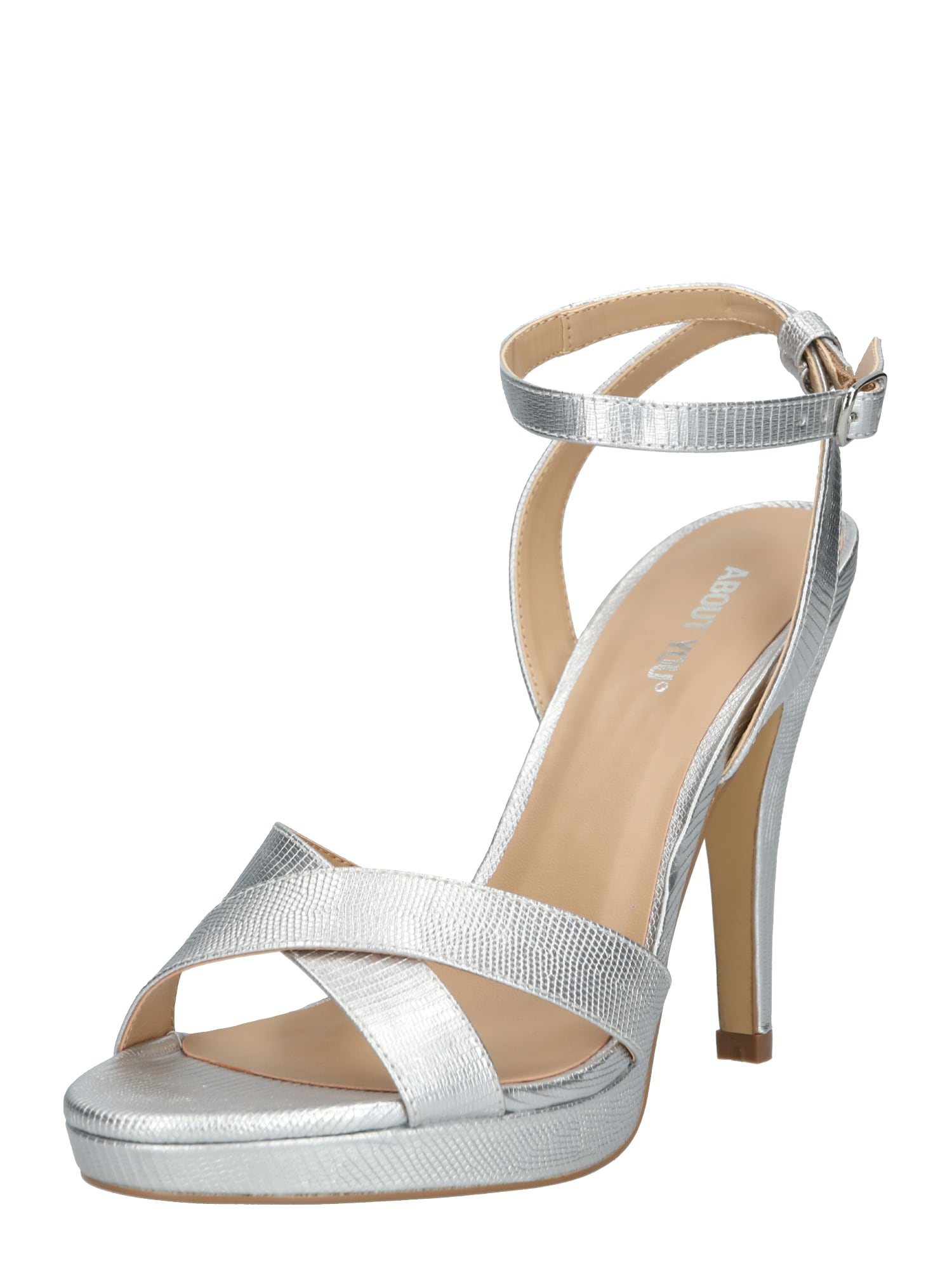 ABOUT YOU Sandale cu beretă 'Valentina'  argintiu