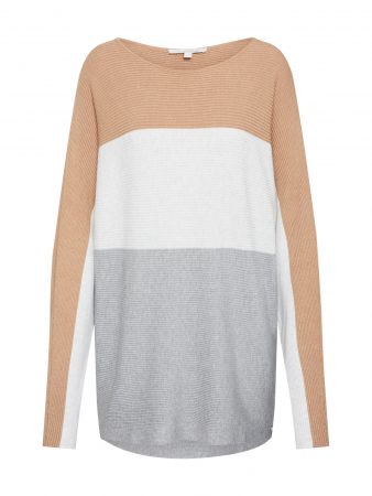TOM TAILOR DENIM Pulover  maro cămilă / gri / alb