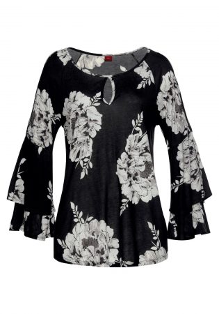 LASCANA Tricou  negru / alb