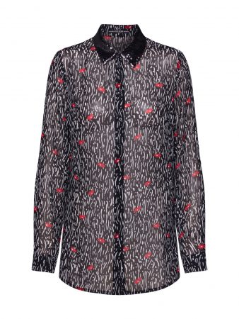 GUESS Bluză 'LESLIE'  alb / negru