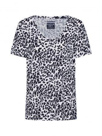 Superdry Tricou  negru / alb