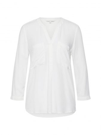 TOM TAILOR DENIM Bluză 'solid henley tunic'  alb