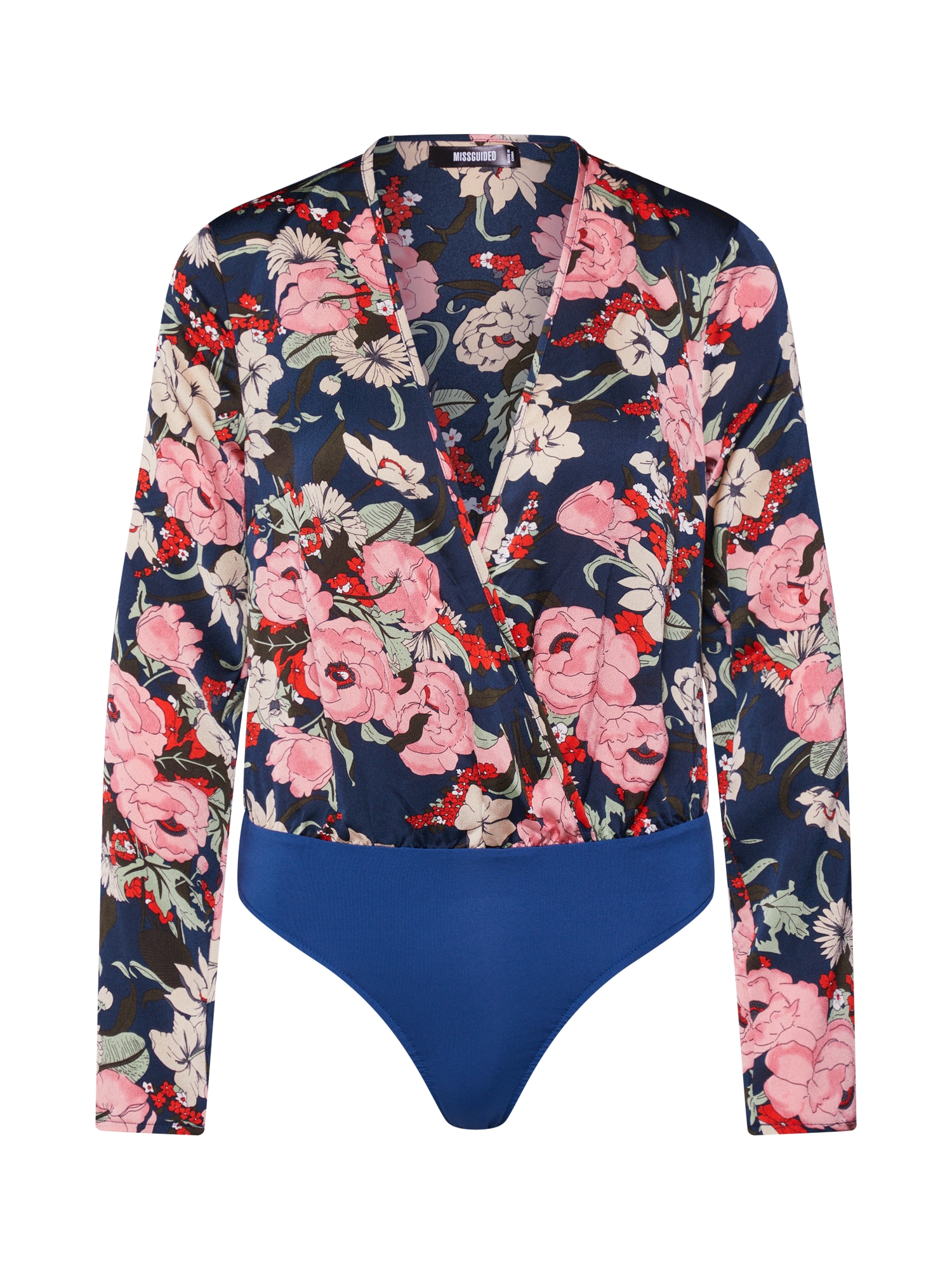 Missguided Tricou 'Floral Plunge'  navy