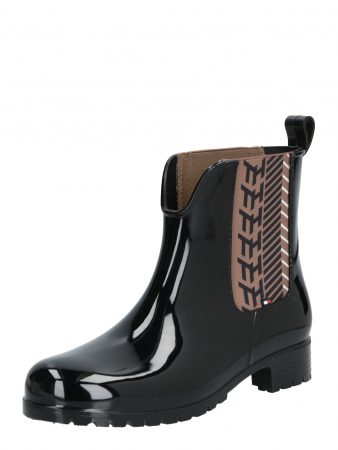 TOMMY HILFIGER Cizme de cauciuc  bej / negru