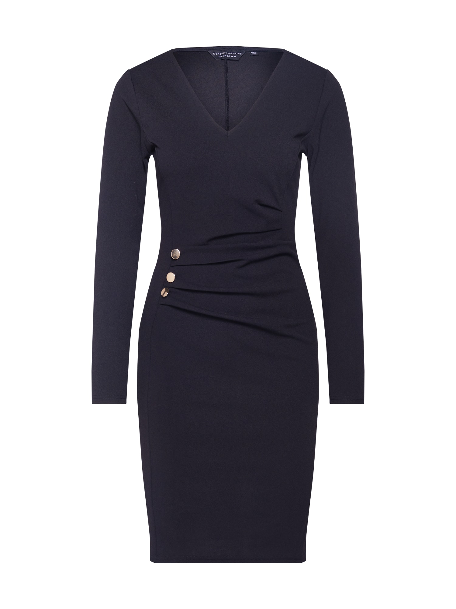 Dorothy Perkins Rochie mulate 'BUTTON DETAIL BODYCON'  negru