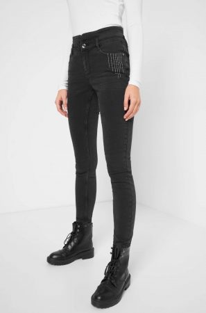 Blugi skinny cu talia înaltă