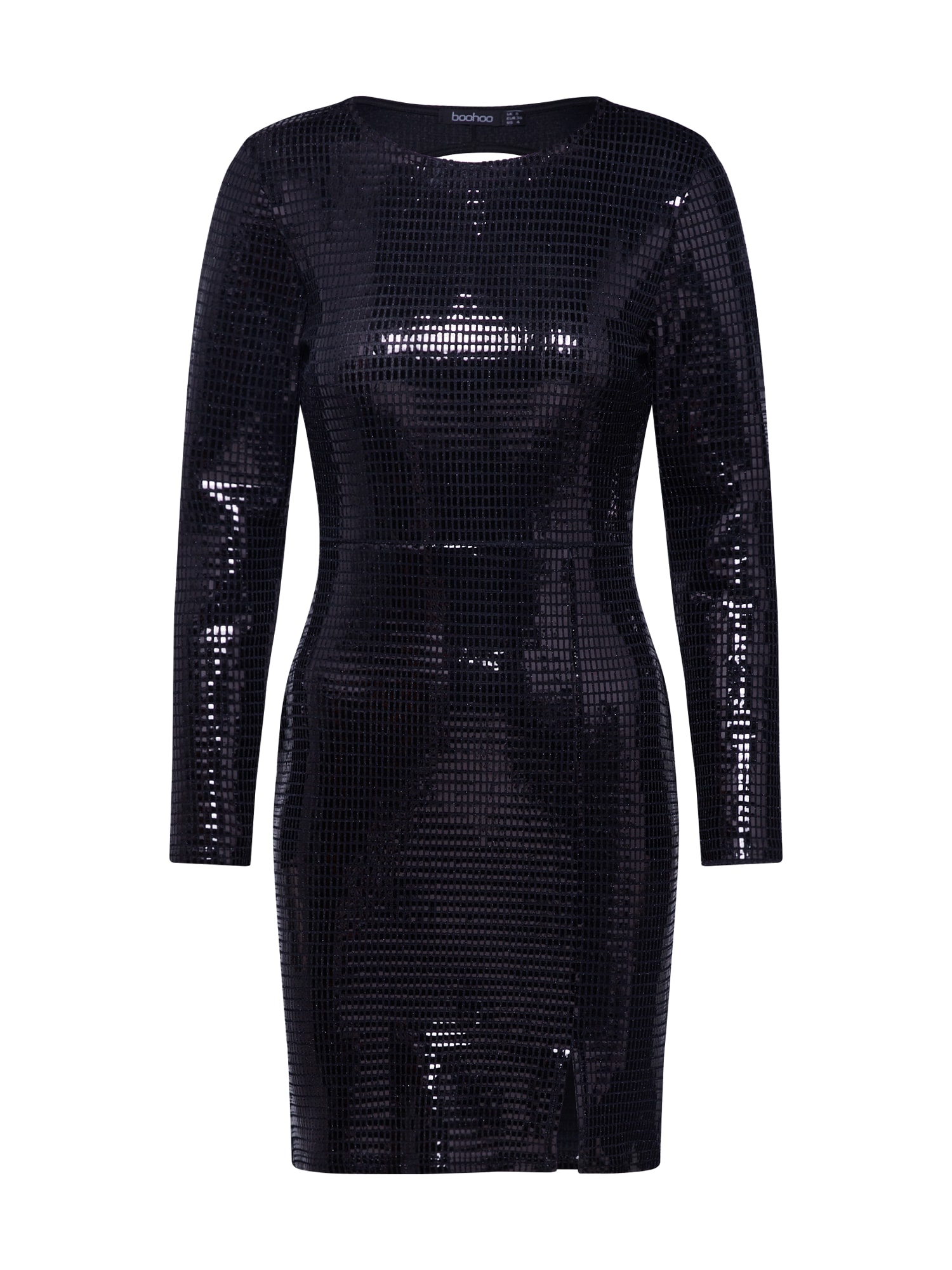 Boohoo Rochie de cocktail 'Sequin Open Back'  negru / argintiu