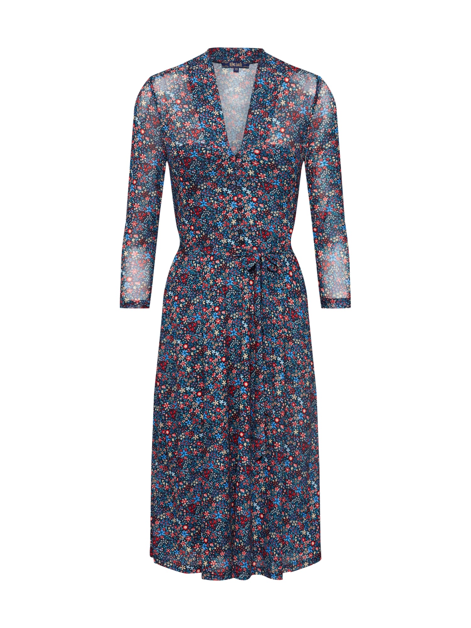 King Louie Rochie de vară 'Emmy Dress Midi Dallas' albastru / culori mixte / roșu