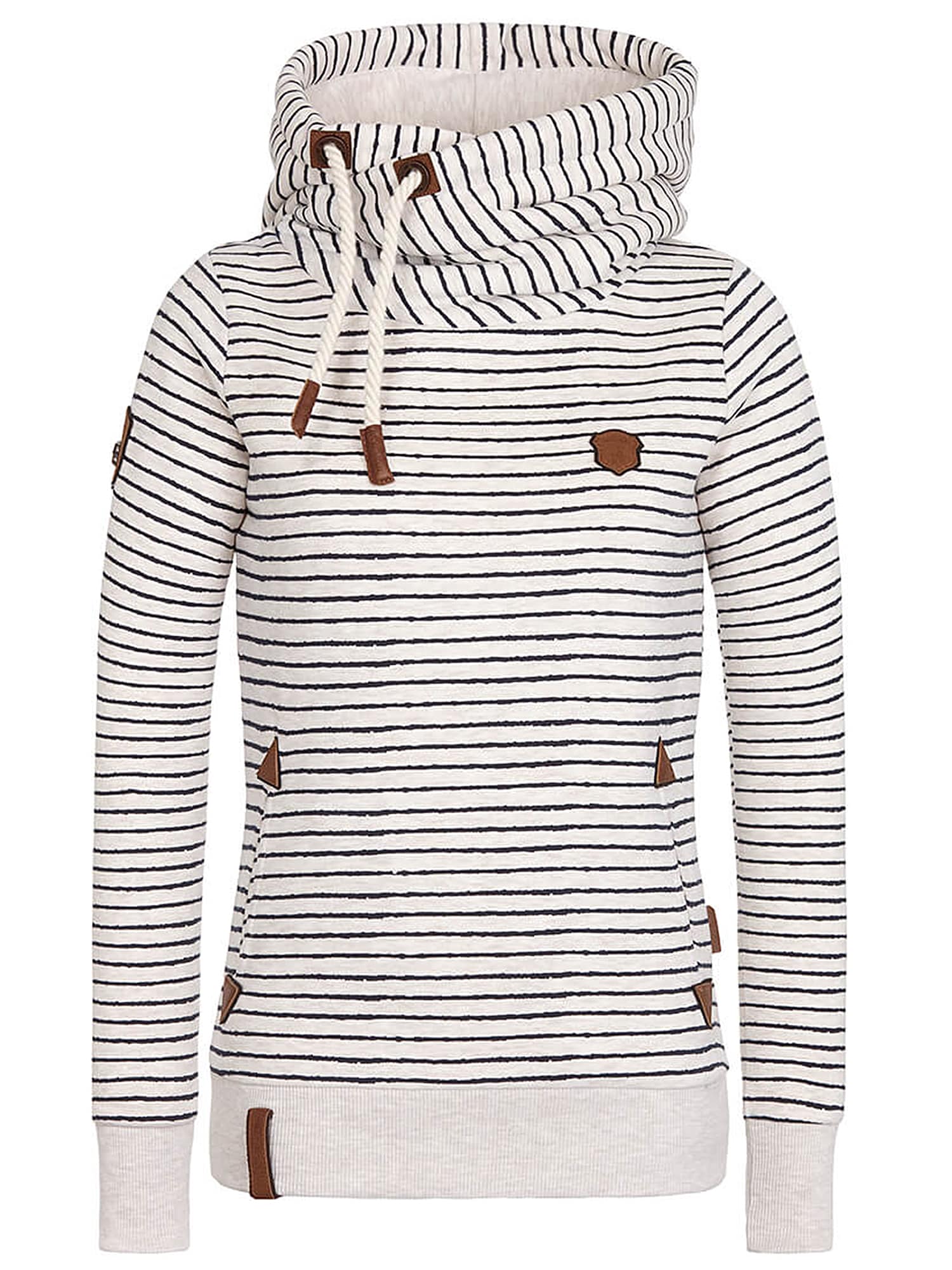 Naketano Bluză de molton 'Murder He Wrote'  negru / alb amestacat