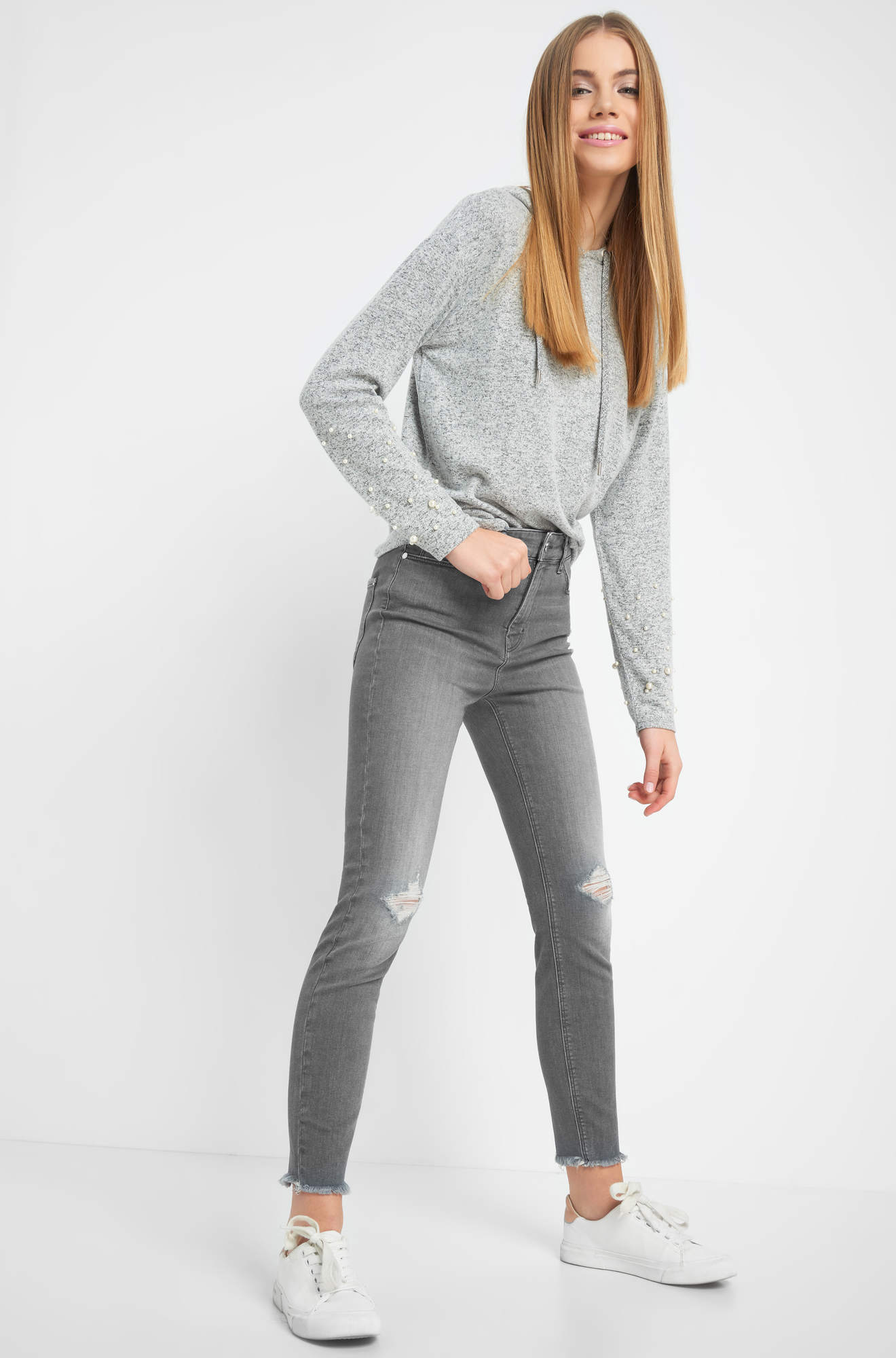 Blugi skinny cu rosături