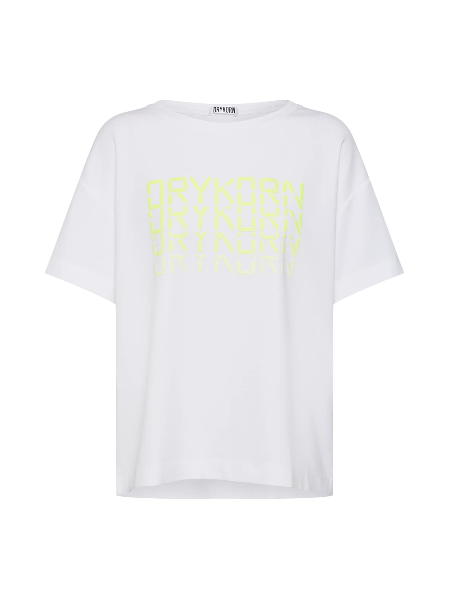 DRYKORN Tricou 'KYLA_P23' galben neon / alb