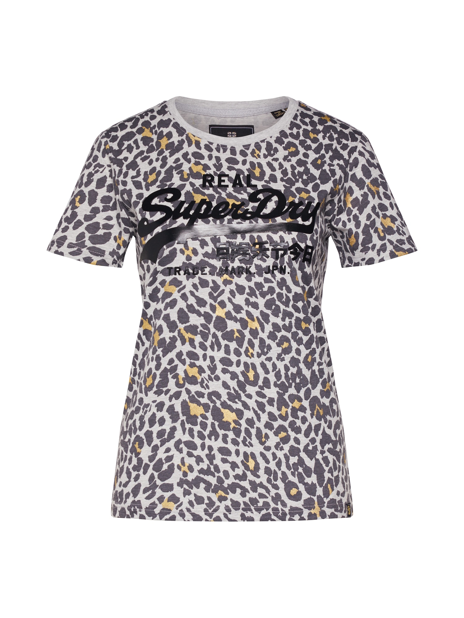 Superdry Tricou 'Aop Entry Tee'  gri / negru