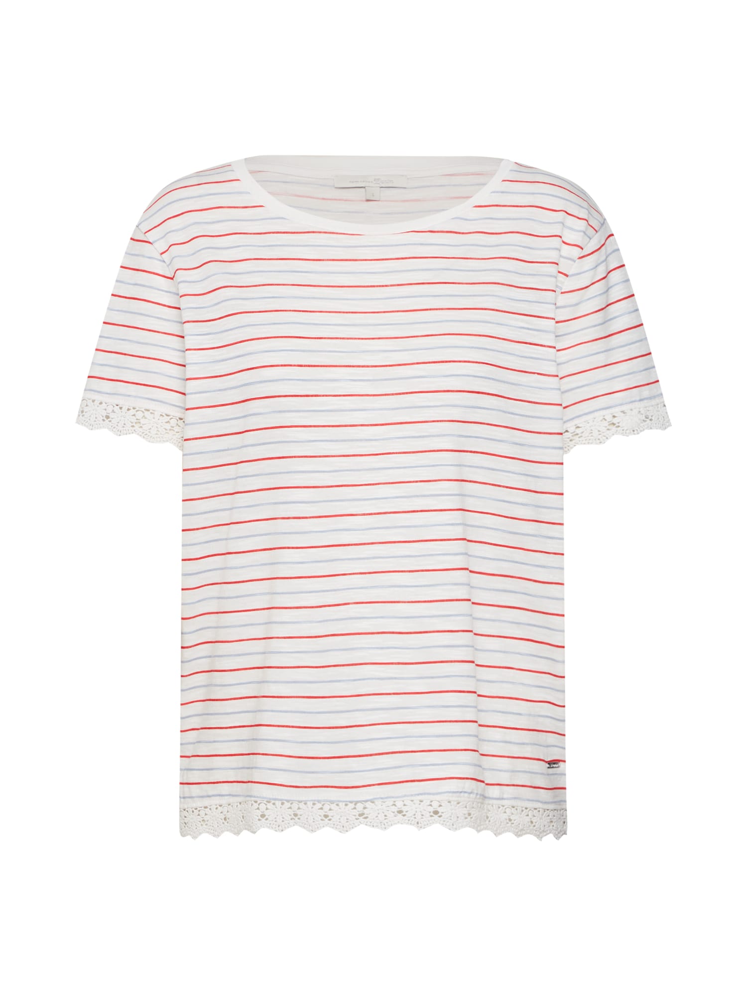 TOM TAILOR DENIM Tricou  albastru porumbel / roșu / alb