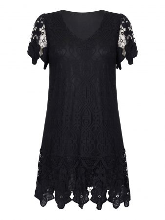 Mela London Rochie de cocktail 'V NECK BORDER LACE DRESS'  negru