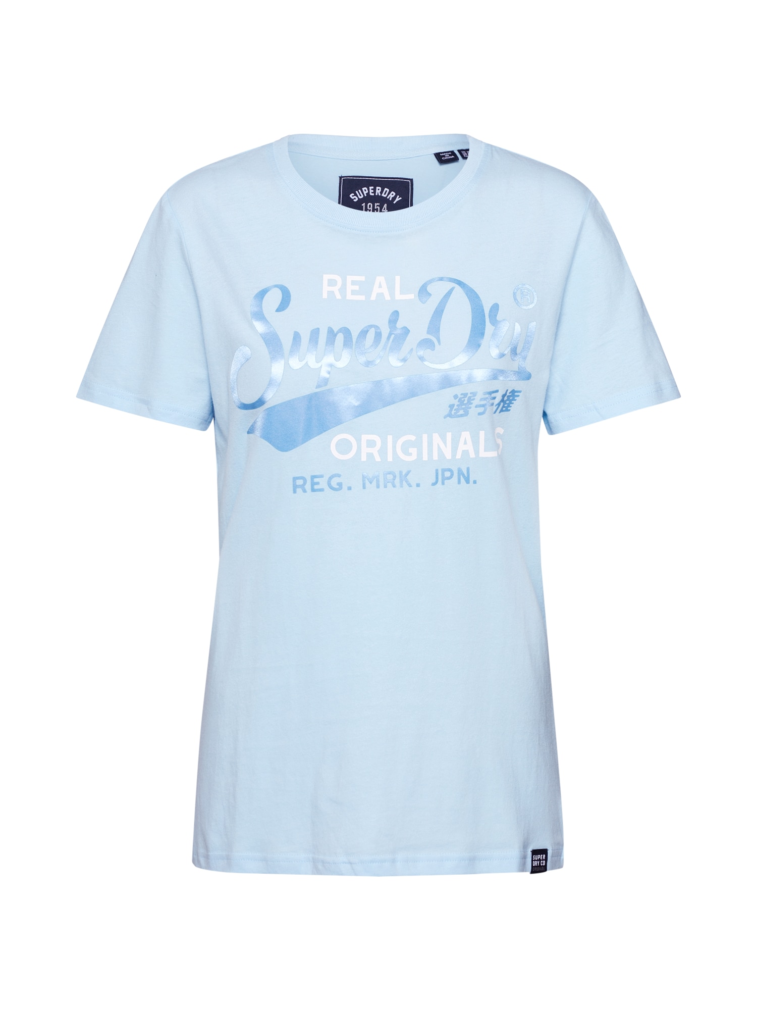 Superdry Tricou 'REAL ORIGINALS SATIN ENTRY'  albastru deschis