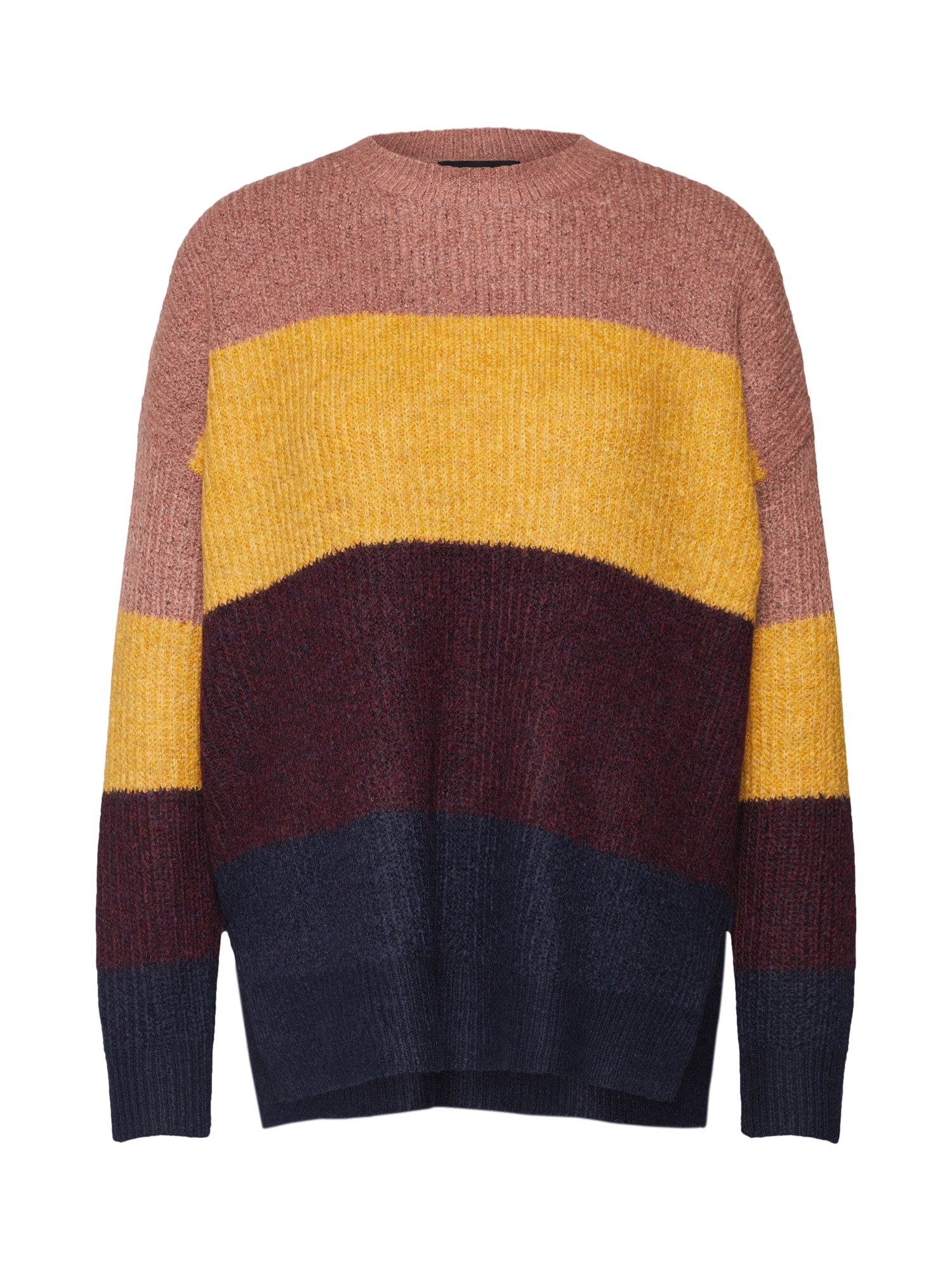 NEW LOOK Pulover 'WW O/P 08.12 WW MITTENS COL BLOCK STAND NECK'  galben / pudră / merlot / negru