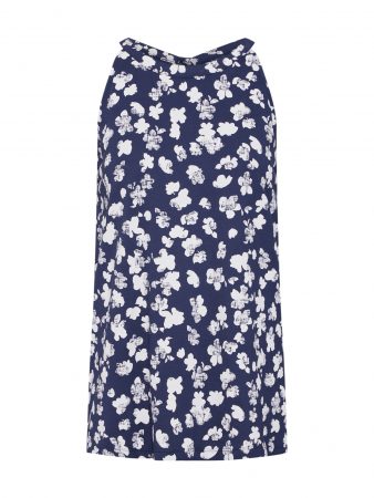EDC BY ESPRIT Top 'AOP Bow Back'  navy / alb