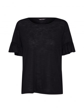 ONLY Tricou 'onyISA S/S FRILL TOP JRS'  negru