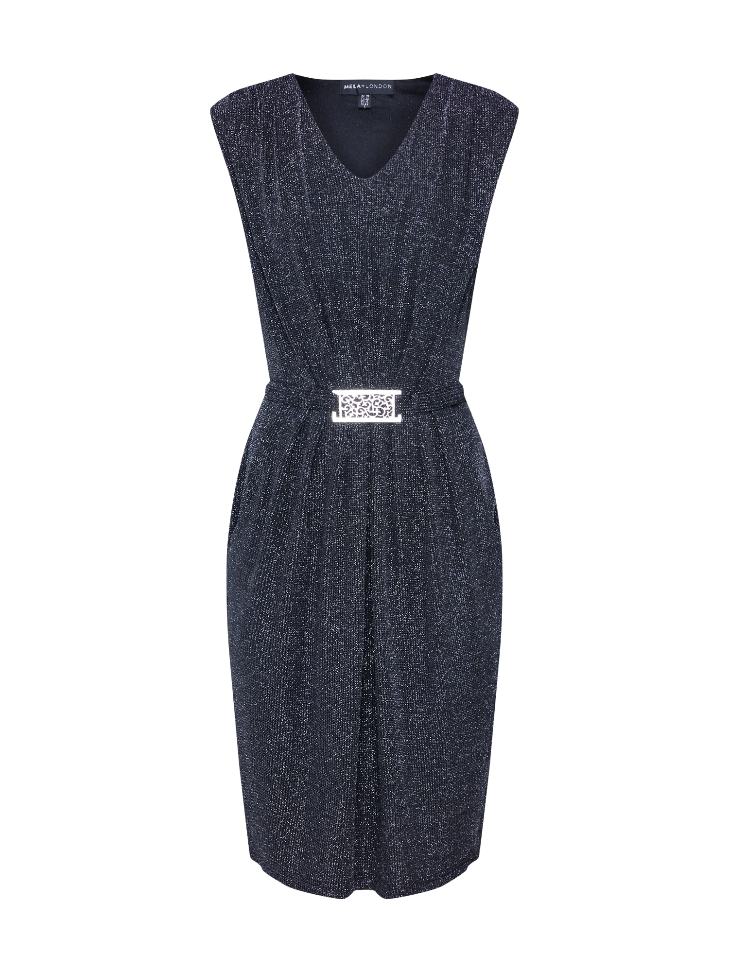 Mela London Rochie 'GLITZ BELTED DRESS' negru / argintiu