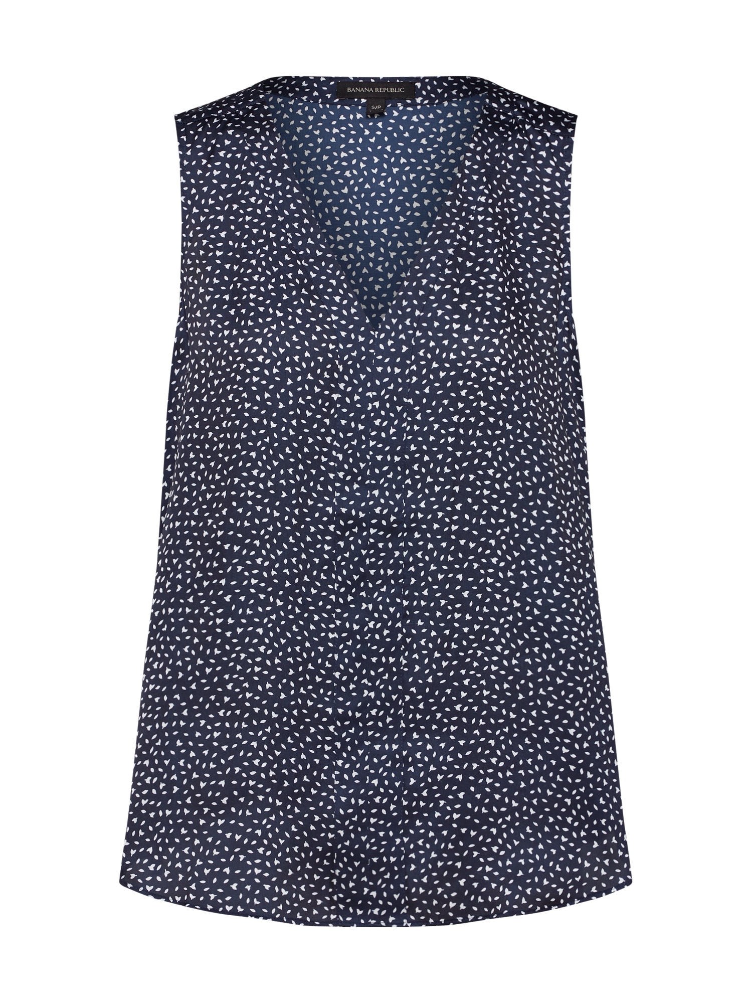 Banana Republic Top 'SL HIGH LOW PIECED VEE NOPRINT LEAVES' navy