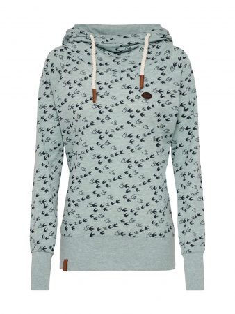 Naketano Bluză de molton 'Mandy Will Vögel(n)'  albastru închis / verde pastel