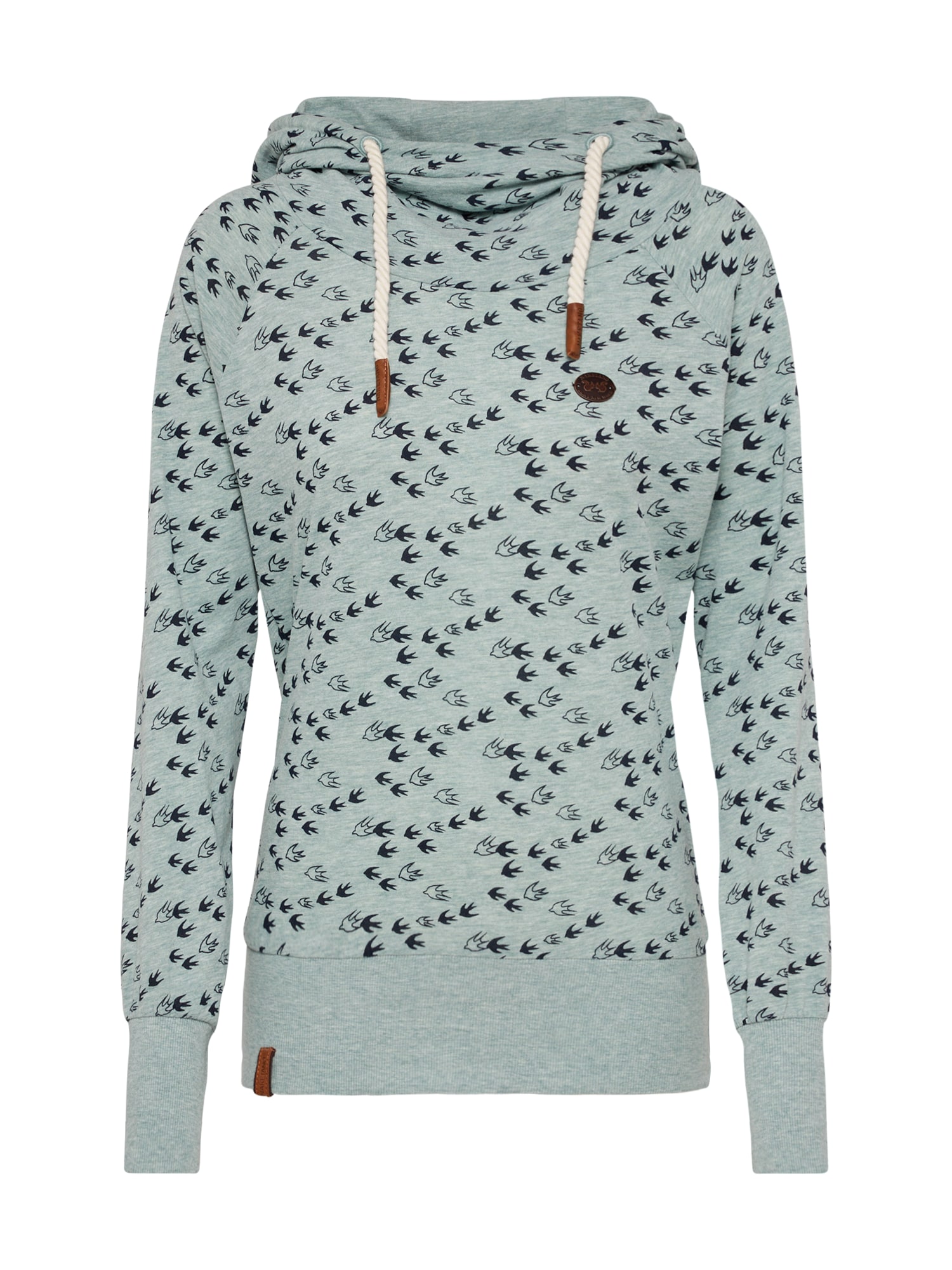 Naketano Bluză de molton 'Mandy Will Vögel(n)'  albastru închis / verde pastel