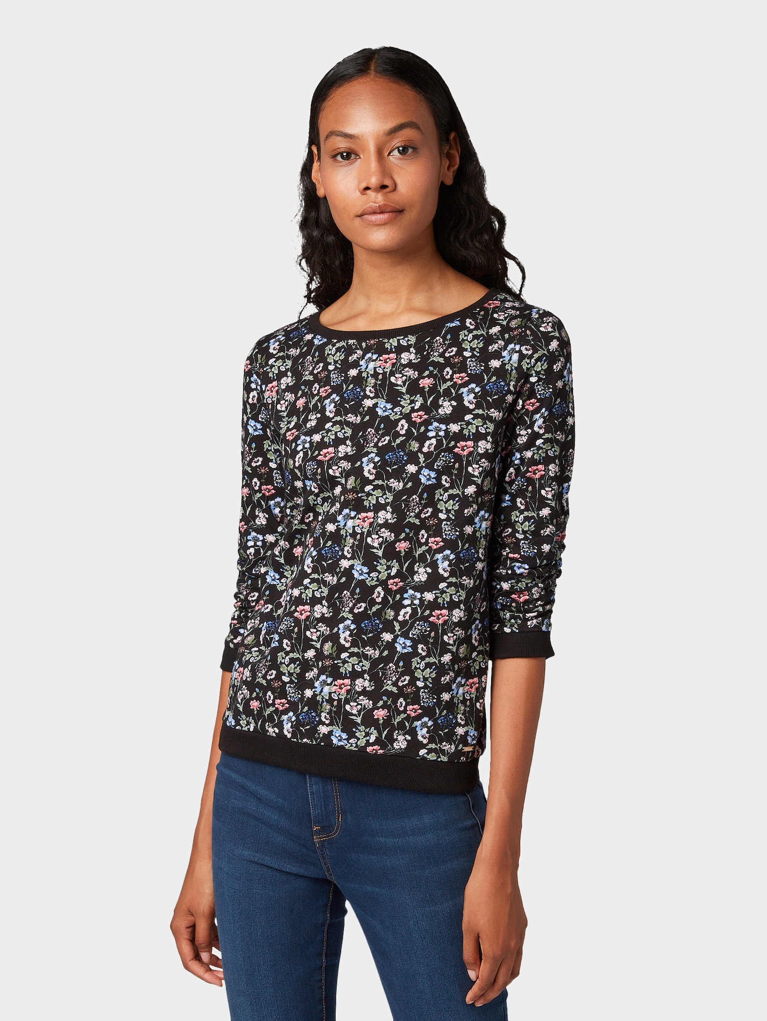 TOM TAILOR DENIM Bluză de molton  negru