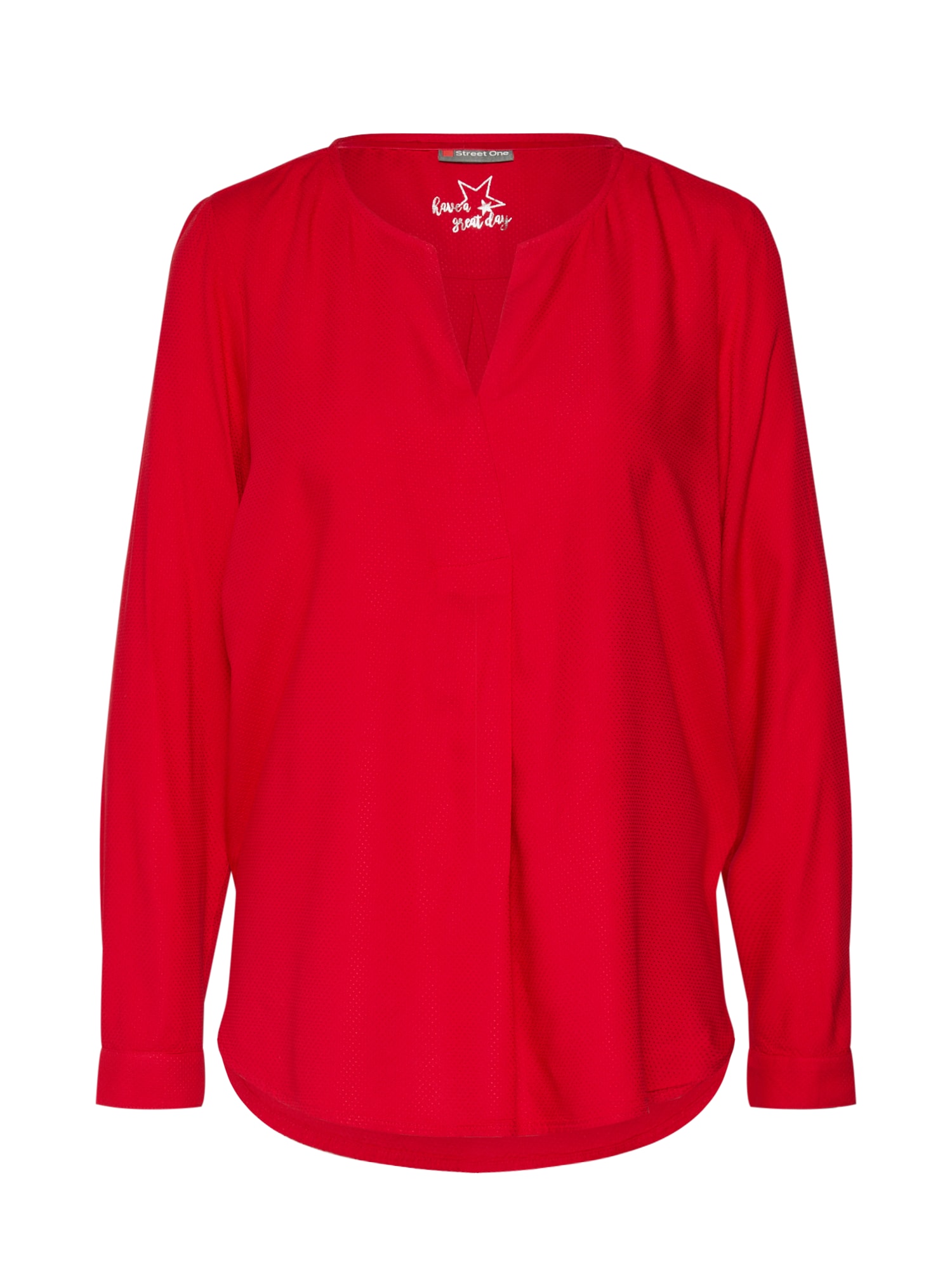STREET ONE Bluză 'V-Neck blouse w pleat' roșu