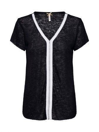 Key Largo Tricou 'VETO'  negru / argintiu / alb