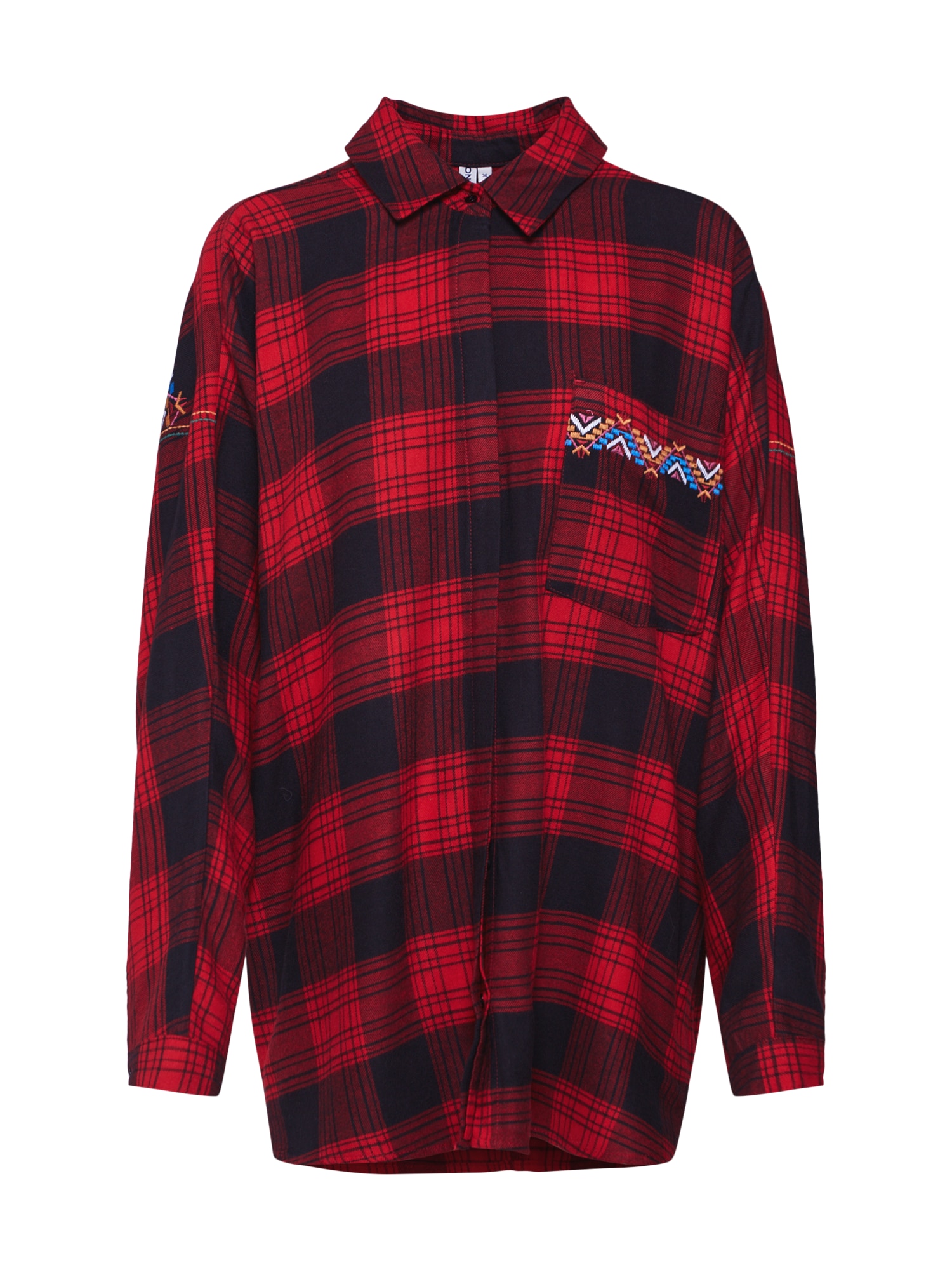ONLY Bluză 'BAO L/S CHECK TAPE SHIRT DNM'  roșu / negru