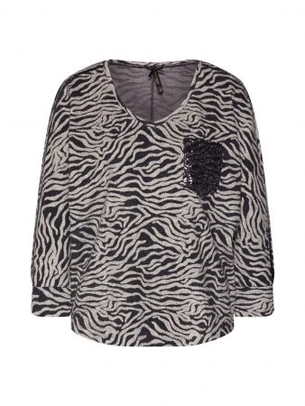 Key Largo Tricou 'MARTINA'  gri argintiu / negru