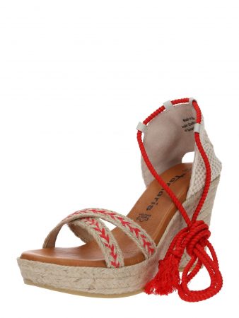 TAMARIS Sandale cu beretă 'Wedge Sandle'  bej / roșu