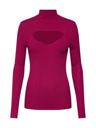 Lost Ink Pulover 'RIBBED CUT OUT ROLL NECK JUMPER'  fuchsia