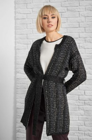 Cardigan lung cu cordon
