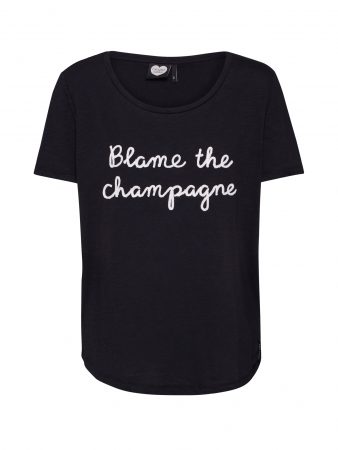CATWALK JUNKIE Tricou 'BLAME CHAMPAGNE'  negru / alb