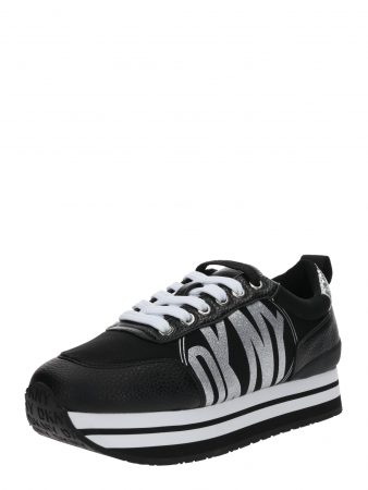 DKNY Sneaker low 'PANYA – LACE UP SNEAKER'  negru / argintiu