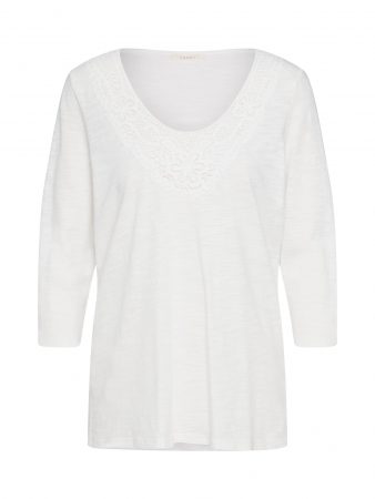 ESPRIT Tricou 'Lace T-shirt T-Shirts'  alb