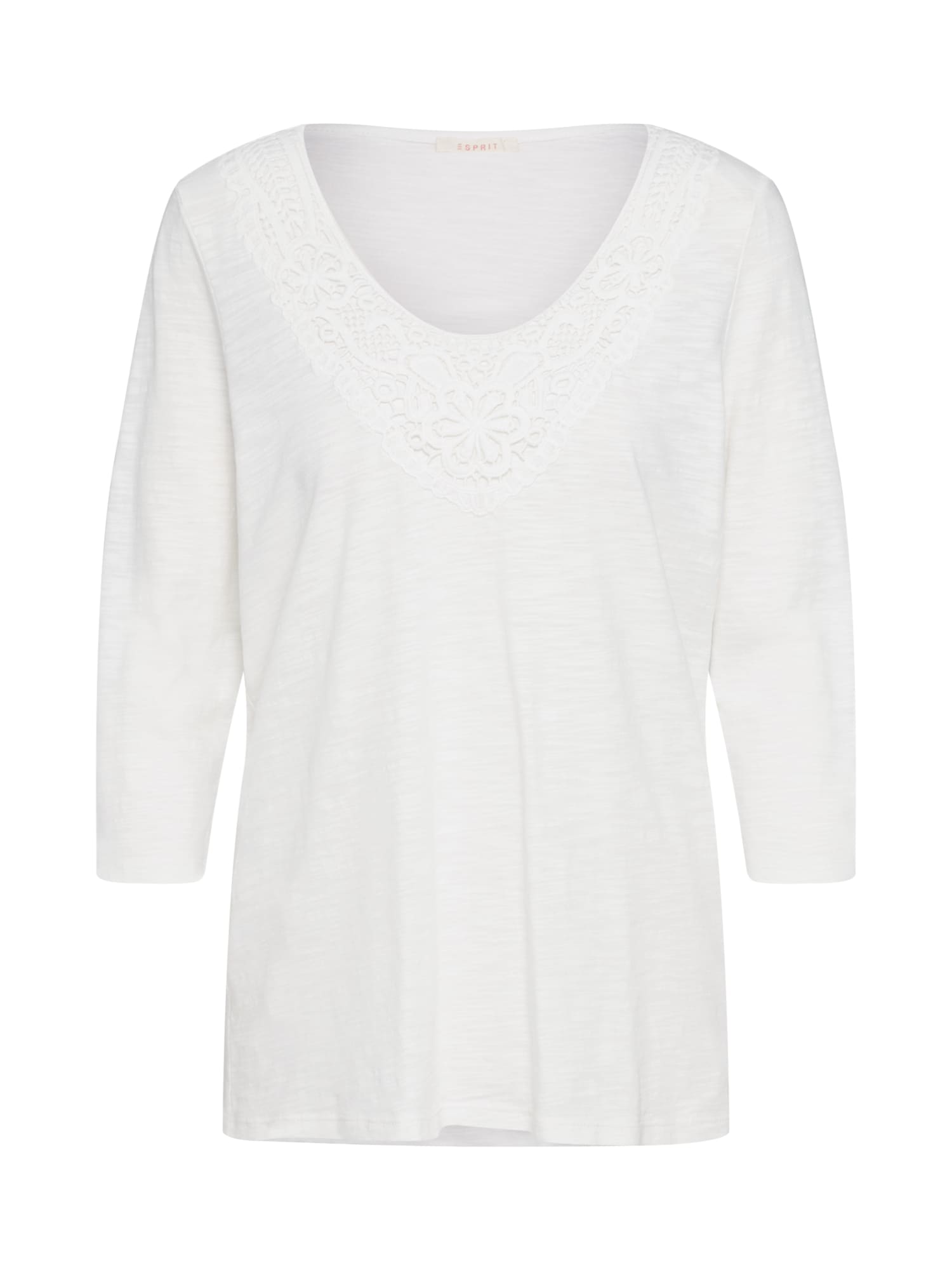 ESPRIT Tricou 'Lace T-shirt T-Shirts' alb
