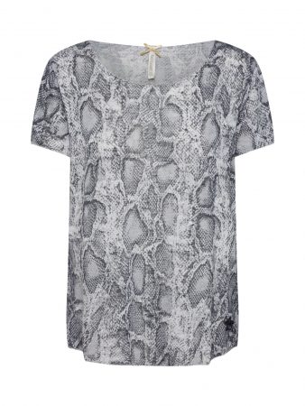 Key Largo Tricou 'Reptile'  argintiu / alb